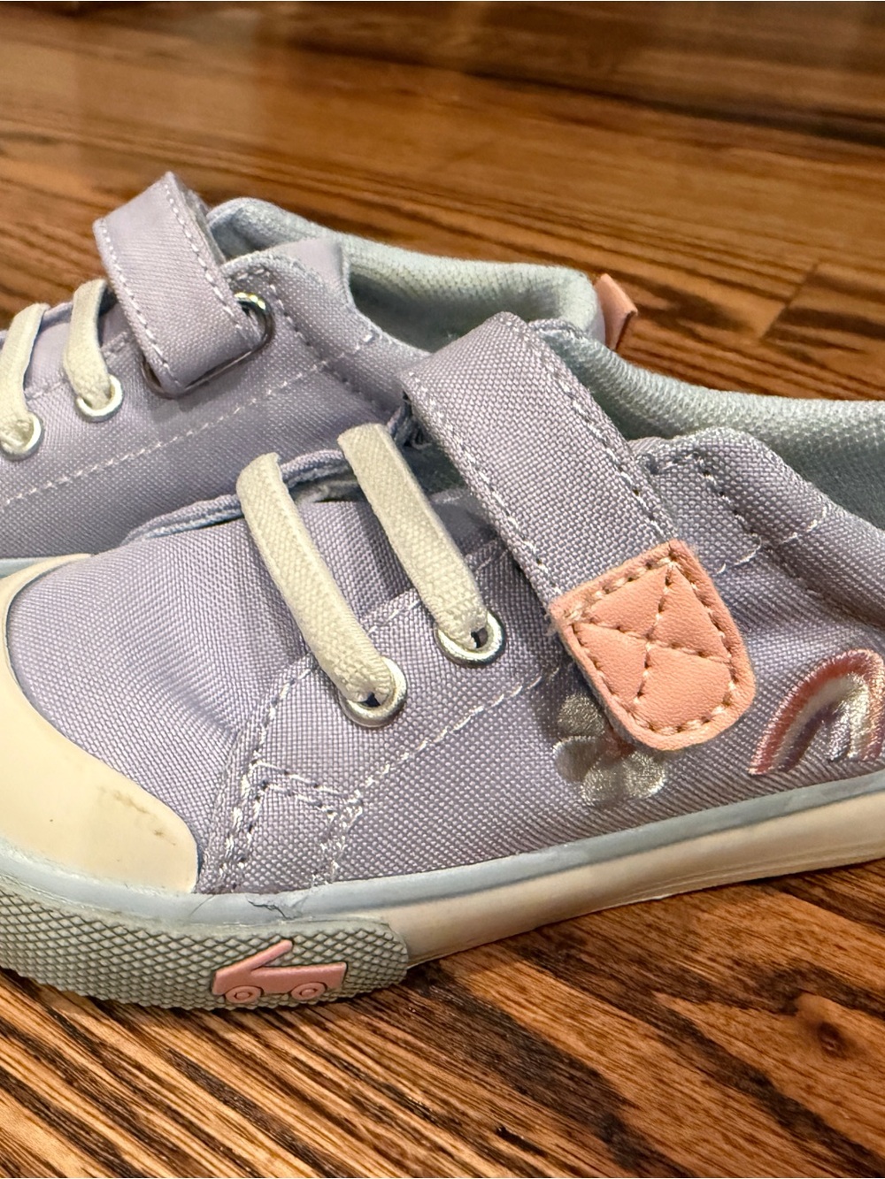 See Kai Run Lavender Canvas Sneakers with Pink Trim